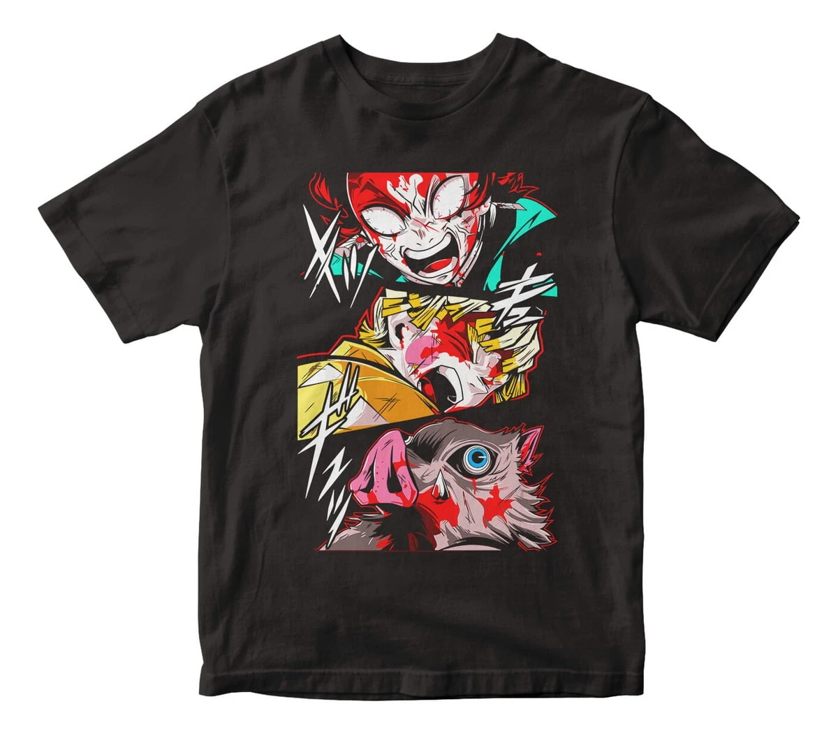 Remera Anime Demon Slayer Caras Tanjiro Zenitsu Inosuke