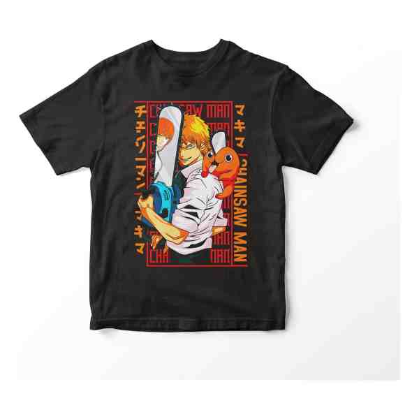 Remera De Anime Chainsaw Man Denji Con Pochita Y Makima