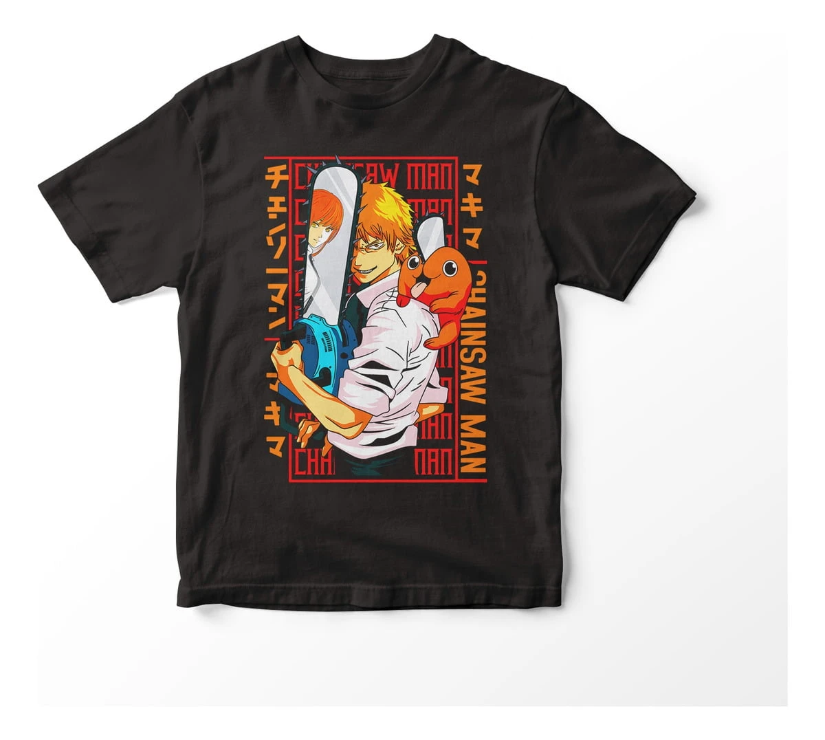 Remera De Anime Chainsaw Man Denji Con Pochita Y Makima