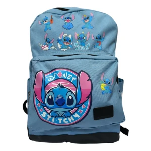 Mochila Stitch Azul Resistente Múltiples Diseño Disney
