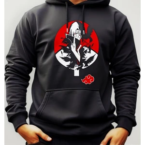Buzo Canguro Con Capucha Itachi Cuervos Naruto Mundogeek