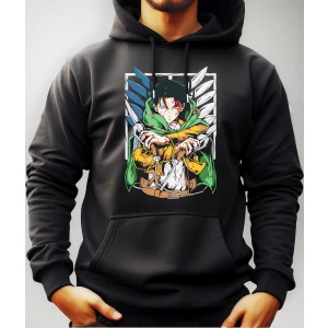 Buzo Canguro Con Capucha Levi Attack On Titan Mundogeek