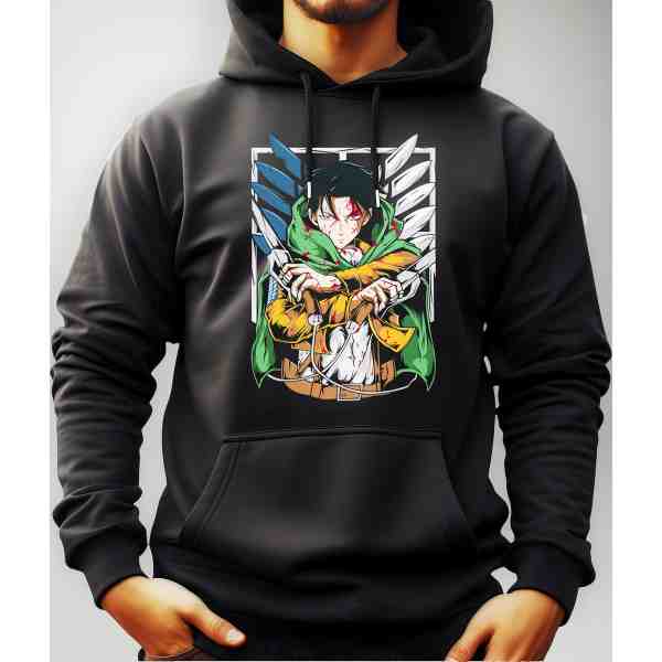 Buzo Canguro Con Capucha Levi Attack On Titan Mundogeek