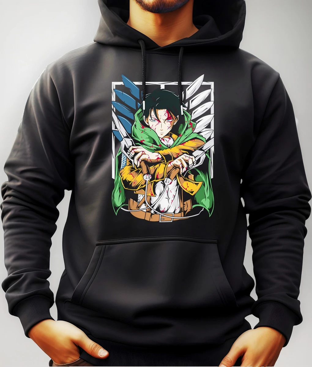 Buzo Canguro Con Capucha Levi Attack On Titan Mundogeek
