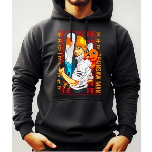 Buzo Canguro Con Capucha Anime Denji Y Pochita Chainsaw Man