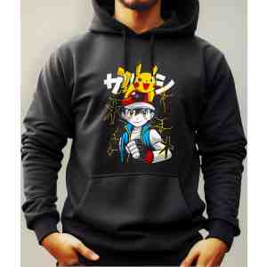 Buzo Canguro Anime Con Capucha Ash Y Pikachu Mundogeek