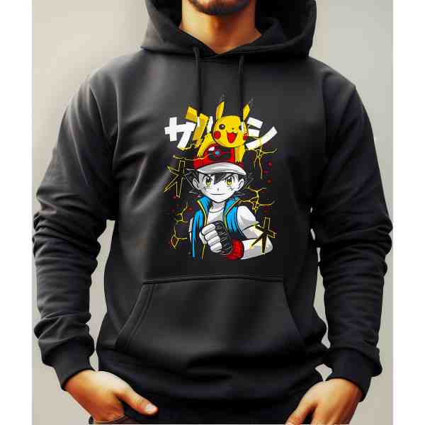 Buzo Canguro Anime Con Capucha Ash Y Pikachu Mundogeek