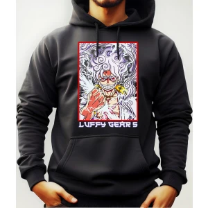 Buzo Canguro Con Capucha Anime Luffy Gear 5 One Piece