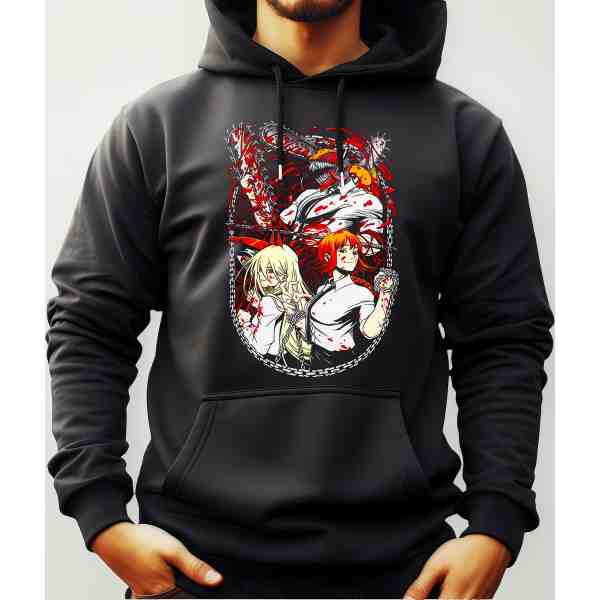 Buzo Canguro Con Capucha Anime Personajes Chainsaw Man