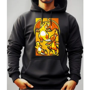 Buzo Canguro Con Capucha Anime Evolucion Charmander