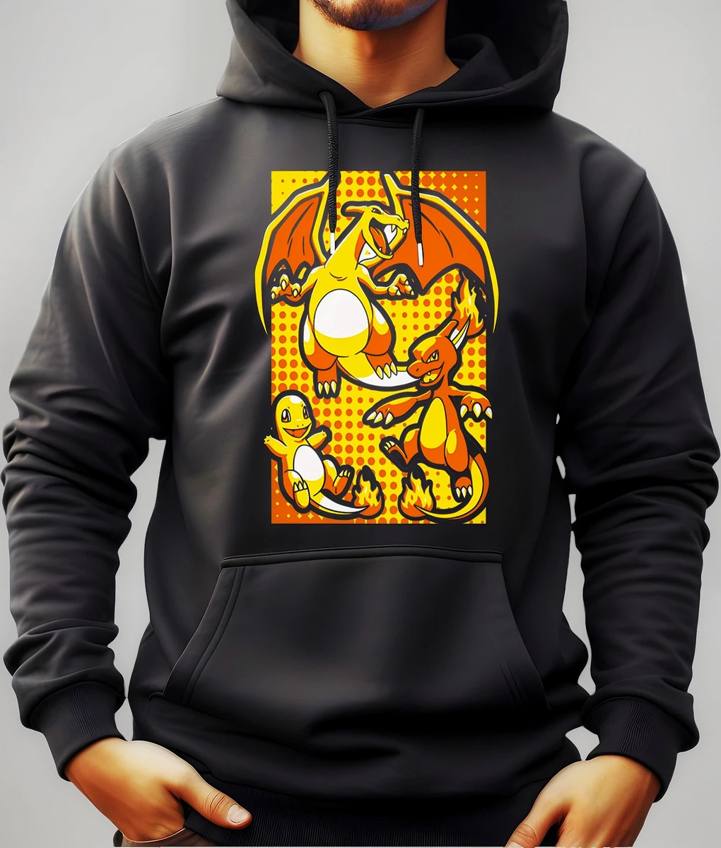 Buzo Canguro Con Capucha Anime Evolucion Charmander