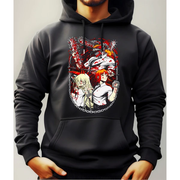Buzo Canguro Con Capucha Anime Personajes Chainsaw Man