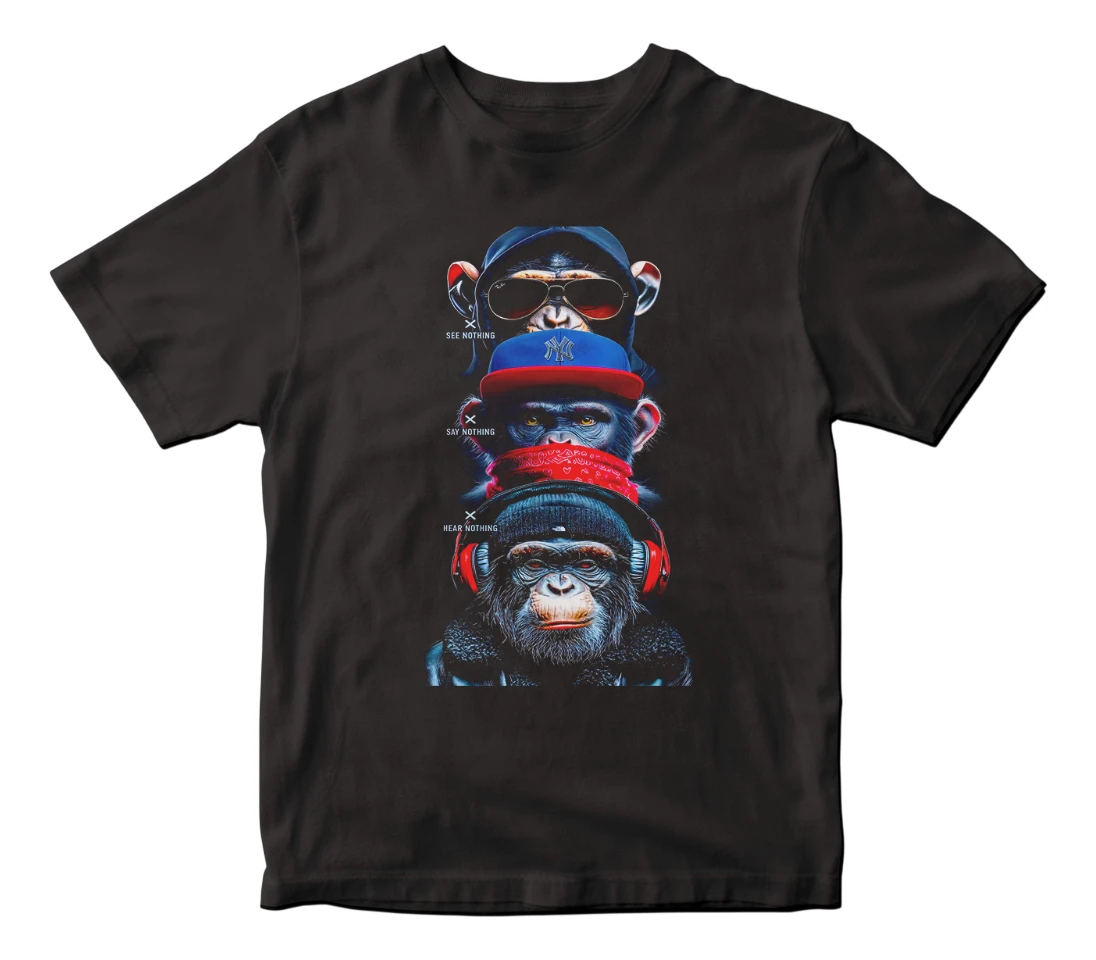 Remera Tres Monos Sabios No Ver No Oir No Hablar