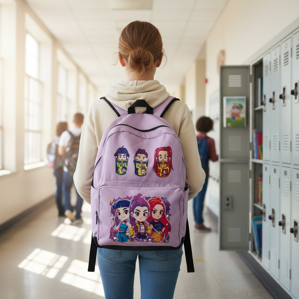 Mochila Escolar Huntrix Las Guerreras Kpop Demon Hunter - Imagen 3