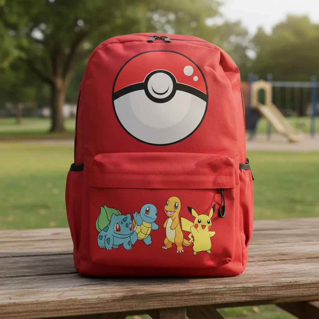 Mochila Escolar Grande Y Resistente Pokemon Pokebola - Imagen 2