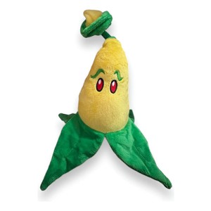 Peluche Plantas Vs Zombies Maiz Lanzador 25cm Mundogeek Amarillo Con Verde