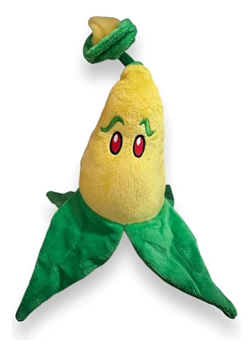 Peluche Plantas Vs Zombies Maiz Lanzador 25cm Mundogeek Amarillo Con Verde