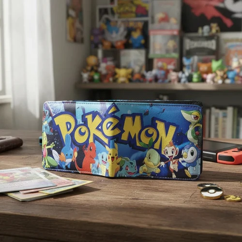 Billetera Pokeball (pokemon) Con Relieve 21x9cm Mundogeek Azul Pokeball