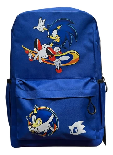 Mochila Escolar Grande Sonic The Hedgehog Azul