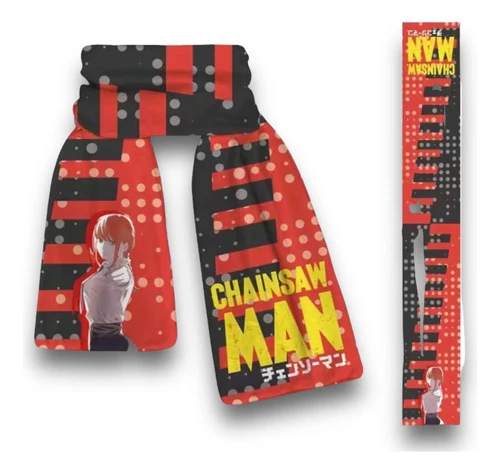 Bufanda Makima Chainsawman Mundogeek Rojo Con Negro Chainsaw Man 160cm X 25cm