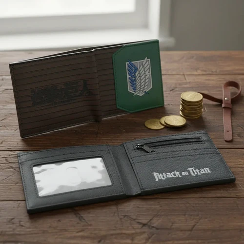 Billetera Anime Attack On Titan Con Relieve - Mundo Geek Verde Logo
