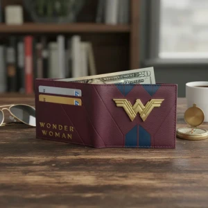Billetera Flash Dc Comics 21x9cm Mundogeek Vino Mujer Maravilla