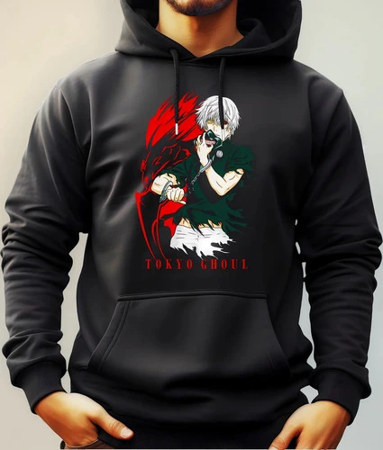 Buzo Canguro Con Capucha Anime Kaneki Tokyo Ghoul Mundogeek - Imagen 2