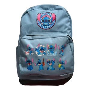 Mochila Escolar Grande Stitch Celeste