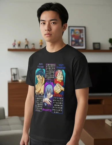 Remera Anime Jujutsu Kaisen Negro Anime Jujutsu Kaisen 6 Estampa Localizada Itadori Mahito Todo