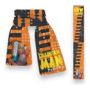 Bufanda Denji Con Pochita Chainsawman Mundogeek Amarillo Con Negro Chainsaw Man 160cm X 25cm