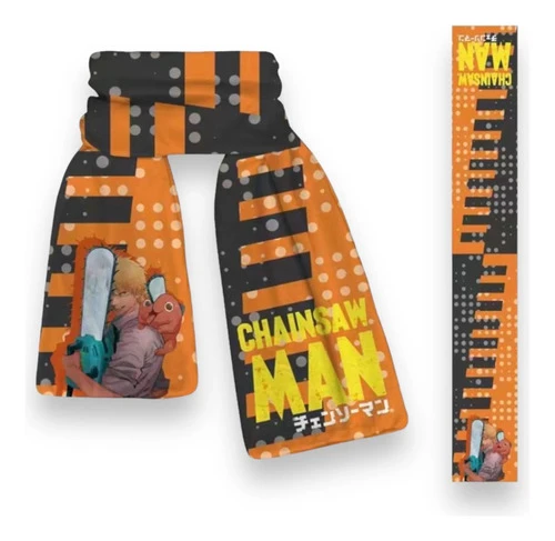 Bufanda Denji Con Pochita Chainsawman Mundogeek Amarillo Con Negro Chainsaw Man 160cm X 25cm