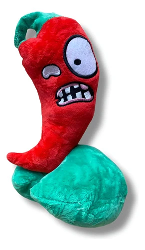 Peluche Mediano Chile ( Plantas Vs Zombies ) Mundogeek Verde Con Rojo