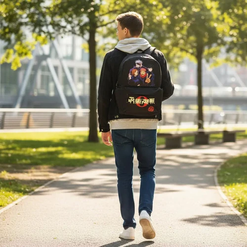 Mochila Escolar Estampada Mundo Geek Jujutsu Kaisen Negro - Imagen 3
