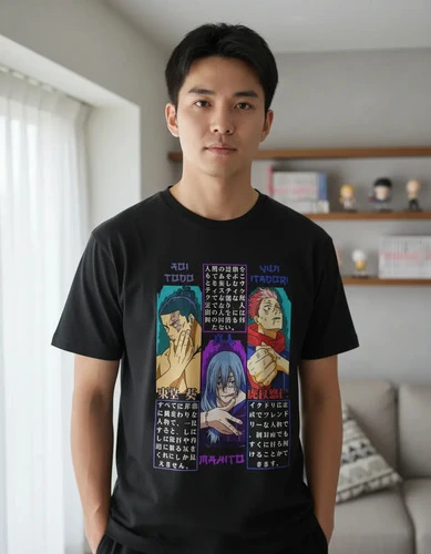 Remera Anime Jujutsu Kaisen Negro Anime Jujutsu Kaisen 6 Estampa Localizada Itadori Mahito Todo - Imagen 2