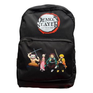 Mochila Escolar Grande Demon Slayer Kimetsu No Yaiba Negro