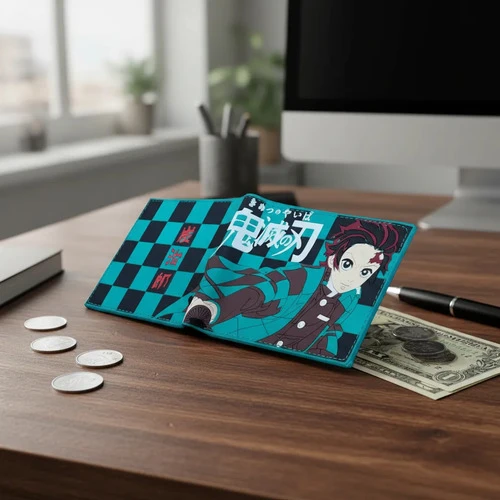 Billetera Demon Slayer Kimetsu No Yaiba 21x9cm Mundogeek Negro Tanjiro
