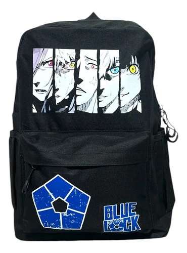 Mochila Escolar Estampada Mundo Geek Blue Lock Negro - Imagen 2
