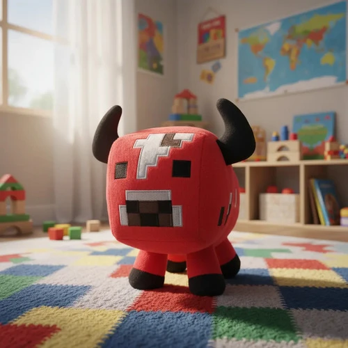 Peluche Mediano Champivaca Minecraft 20cm Rojo - Imagen 2