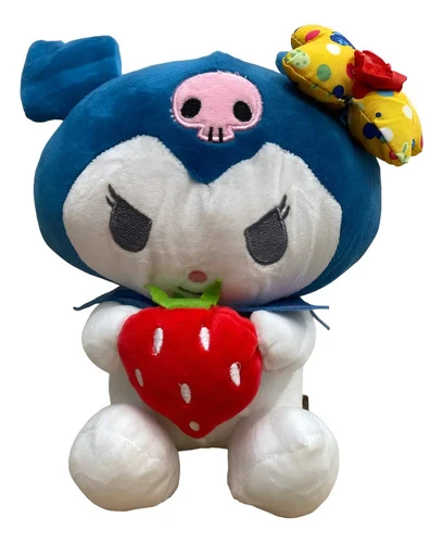 Peluche Kuromi Frutilla Sanrio (mediano) Mundogeek Blanco Con Azul