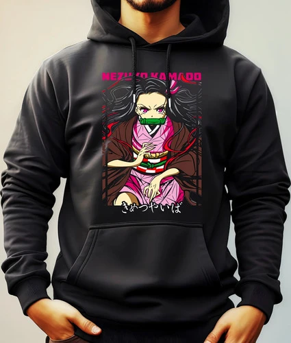 Buzo Canguro Con Capucha Anime Nezuko Explosión De Sangre - Imagen 2