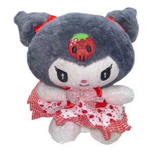 Peluche Mediano Sanrio Kuromi Vestido Fresas 20cm Negro
