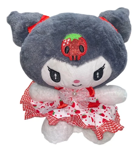 Peluche Mediano Sanrio Kuromi Vestido Fresas 20cm Negro