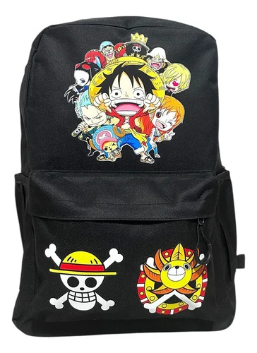 Mochila One Piece Tripulacion Los Piratas Sombrero De Paja Negro