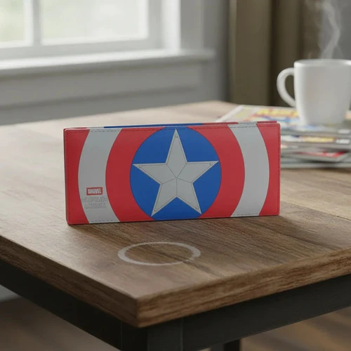 Billetera Capitan America Escudo Marvel Mundogeek Azul Escudo
