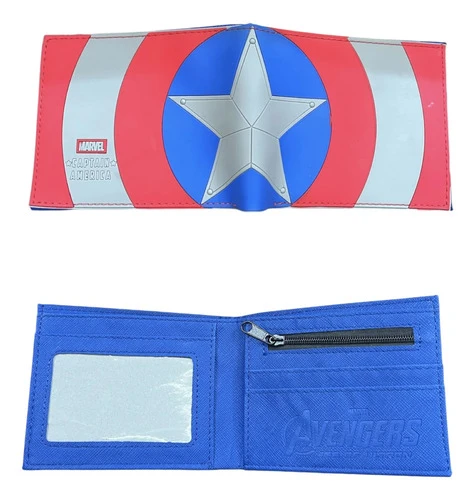 Billetera Capitan America Escudo Marvel Mundogeek Azul Escudo - Imagen 2
