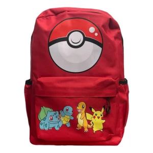 Mochila Escolar Grande Y Resistente Pokemon Pokebola Rojo