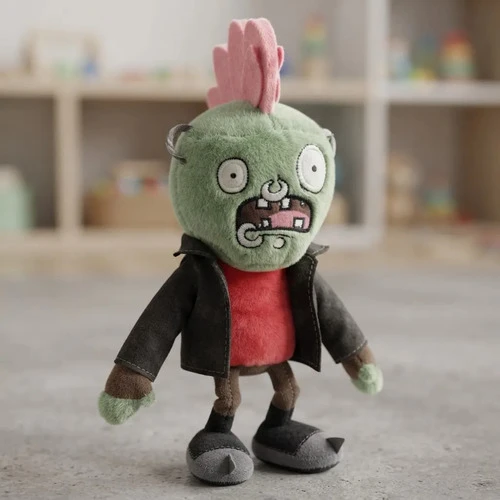 Peluche Zombie Punk (plantas Vs Zombies) Mundogeek Negro Con Verde - Imagen 4