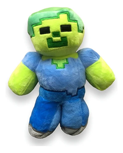 Peluche Mediano Zombie Minecraft 20cm Mundogeek Verde Con Azul