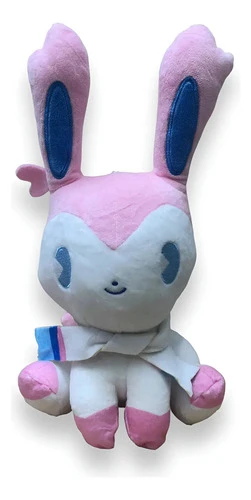 Peluche Mediano Sylveon 26cm ( Pokemon ) Mundogeek Blanco Con Lila