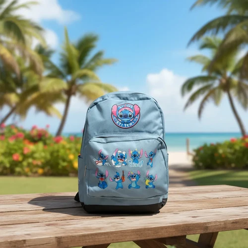 Mochila Escolar Grande Stitch Celeste - Imagen 2